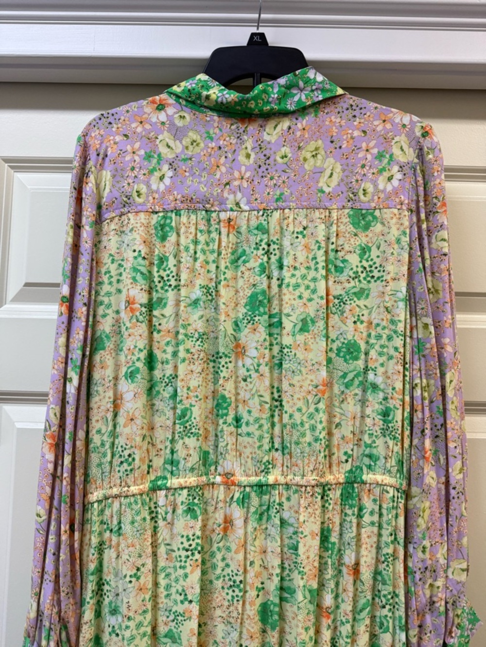LOFT Green and Lavender Floral Button-Up Dress - Picture 7 of 7